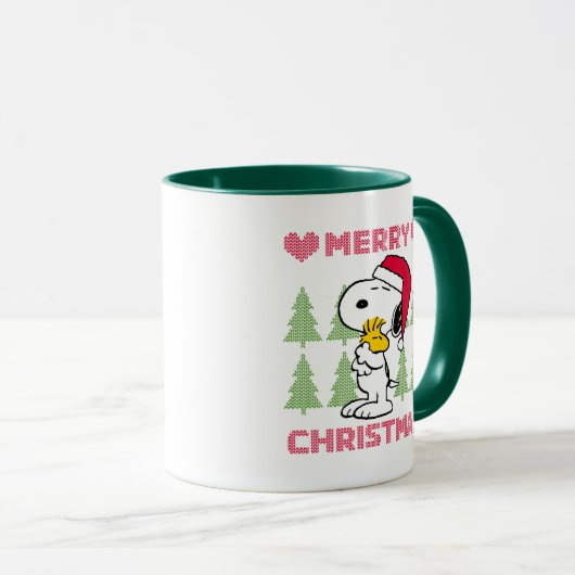 Mug cacahuètes | Snoopy & Woodstock Santa Claus Hug (Devant droit)