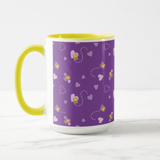 Mug cacahuètes | Woodstock Motif de coeur pourpre (Gauche)