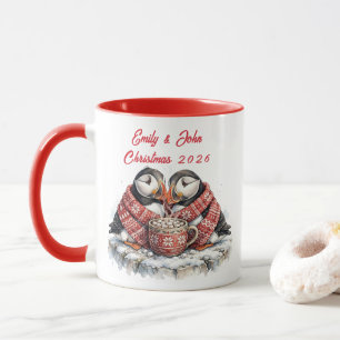 Mug Cacao chaud personnalisé Noël 2026 Macareux Cozy