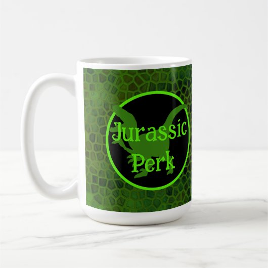 Mug Cache Jurassique en Cuir de Dinosaure Vert (Gauche)