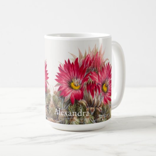 Mug Cactus à fleurs rouges du sud-ouest (Devant droit)