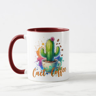 Mug Cactus à l'aquarelle qui aime le café