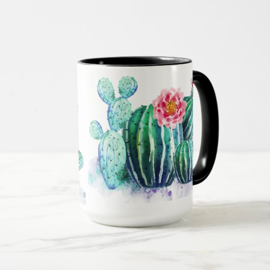 Mug cactus aquarelle (Devant droit)