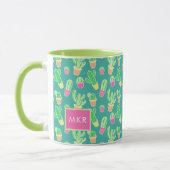 Mug Cactus au néon d'aquarelle dans le motif de pots (Gauche)