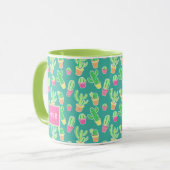 Mug Cactus au néon d'aquarelle dans le motif de pots (Devant gauche)