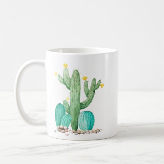 Mug Cactus Cactées Aquarelle Désert Sud-Ouest Succulen (Gauche)