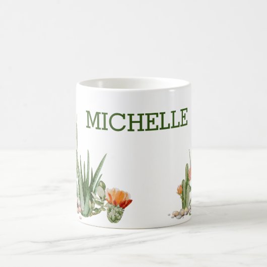 Mug Cactus Cactus Aquarelle Sud-Ouest Désert Monogramm (Centre)