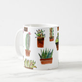 Mug Cactus Charme : Aquarelle Texture Succulente. (Devant gauche)