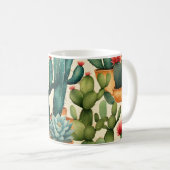 Mug Cactus coloré aquarelle art (Devant droit)