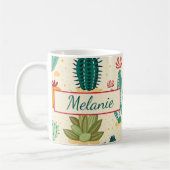 Mug Cactus coloré Floral Nom personnalisé (Gauche)
