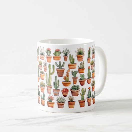 Mug Cactus dans les bouchons d'aquarelle (Devant droit)