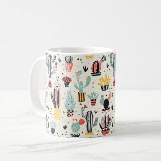 Mug Cactus dans un pot avec le Succulent et les (Devant gauche)