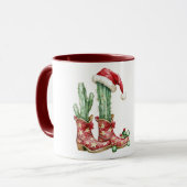 Mug Cactus de bottes de cowboy Noël (Devant gauche)