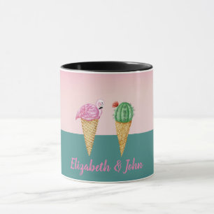 Mug Cactus de cônes de glace colorés Flamants roses