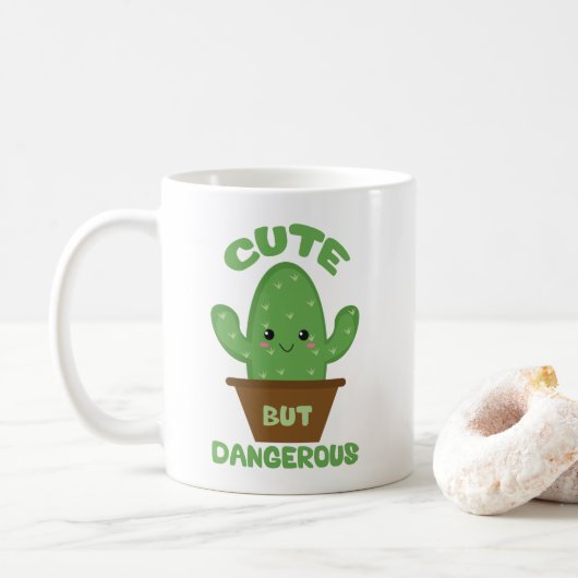 Mug - Cactus de Kawaii - drôle mignon mais dangereux (Avec donut)