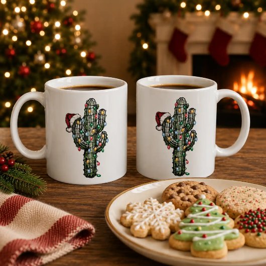 Mug Cactus de Noël avec des lumières
