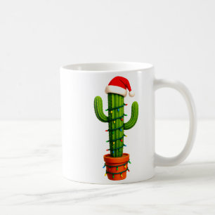 Mug Cactus drôle chapeau de Père Noël lumières d'arbre