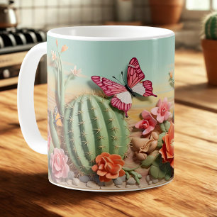 Mug Cactus du désert et papillon