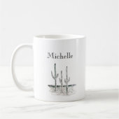 Mug Cactus du désert Sud-Ouest Noir Blanc (Gauche)