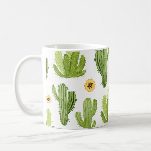 Mug Cactus du désert vert : Aquarelle transparente (Gauche)