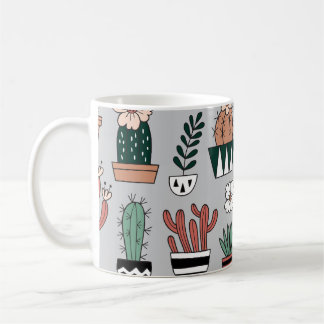 Mug Cactus en fleurs mignons : Motif à main