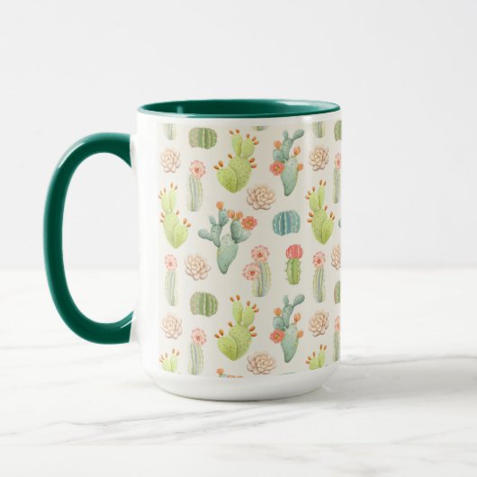 Mug Cactus en pastel mou et motif succulent (Gauche)