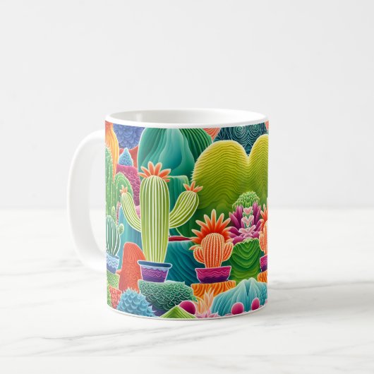 Mug Cactus en pot abstrait (Devant gauche)