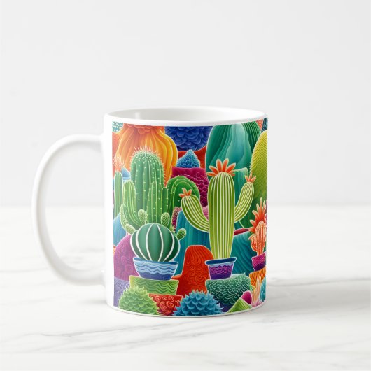 Mug Cactus en pot abstrait (Gauche)
