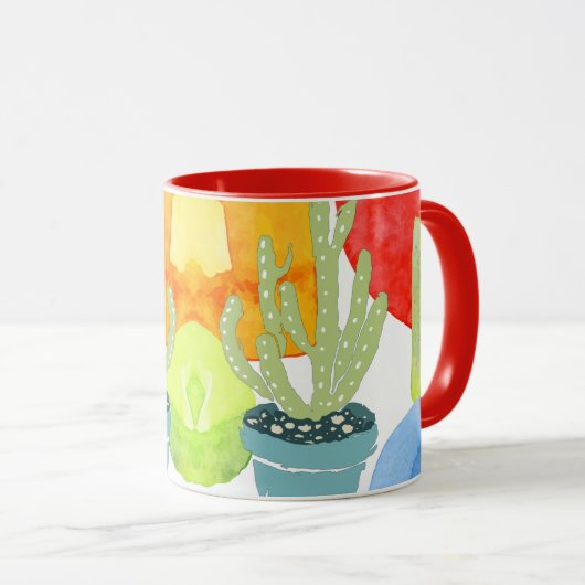 Mug Cactus en pot coloré (Devant droit)