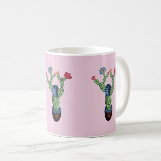 Mug Cactus épineux avec des fleurs (Devant droit)