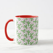 Mug Cactus illustré et motif de fleurs rose (Gauche)