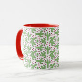 Mug Cactus illustré et motif de fleurs rose (Devant gauche)
