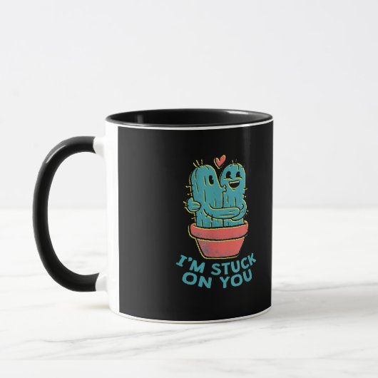 Mug Cactus Joke Im Stuck On You Retro Succulent Couple (Gauche)