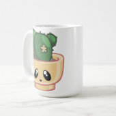 Mug Cactus Kawai Vert Succulent Aquarelle Plante (Devant gauche)