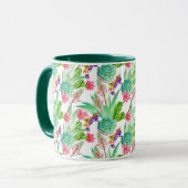 Mug Cactus lumineux d'aquarelle et motif succulent (Devant gauche)