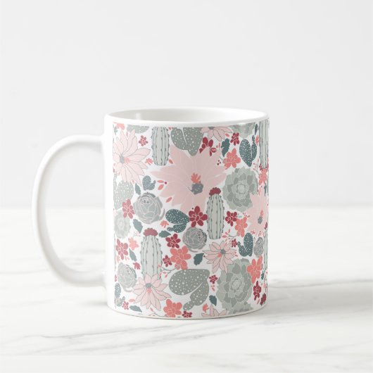 Mug Cactus mignon vert rose Succulents Motif (Gauche)