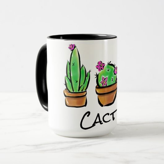 Mug Cactus mignons cactus succulents fleurs du désert (Devant gauche)