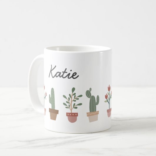 Mug Cactus mignons et fleurs en pot (Devant gauche)