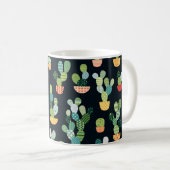 Mug Cactus motif sans soudure en style patchwork avec (Devant droit)
