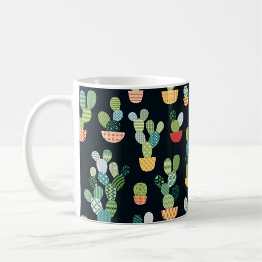 Mug Cactus motif sans soudure en style patchwork avec (Gauche)
