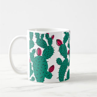 Mug Cactus plant seamless pattern. Abstract hipster de