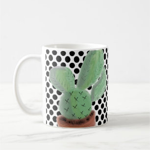 Mug Cactus Points Aquarelle Noir et Blanc