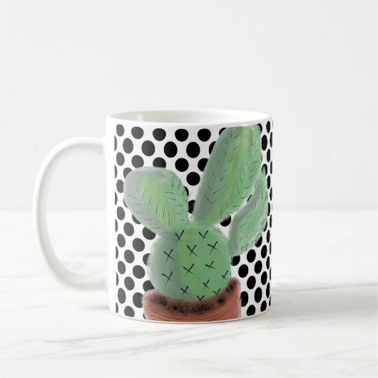 Mug Cactus Points Aquarelle Noir et Blanc (Gauche)