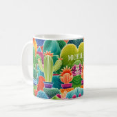 Mug Cactus Potonnés Abstraits Avec Nom (Devant gauche)