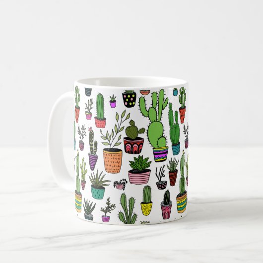 Mug Cactus Pots Plante mignon Motif coloré (Devant gauche)