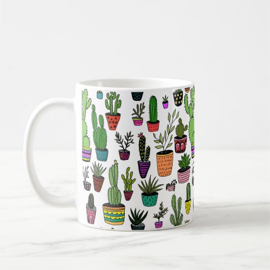 Mug Cactus Pots Plante mignon Motif coloré (Gauche)