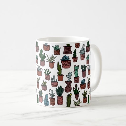 Mug Cactus Pots Plante mignon Motif coloré (Devant droit)