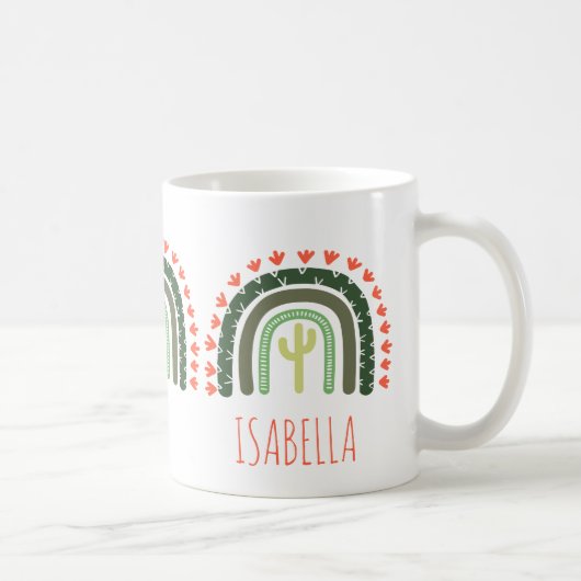 Mug Cactus Rainbow NAME Orange Green Modern Desert (Droite)