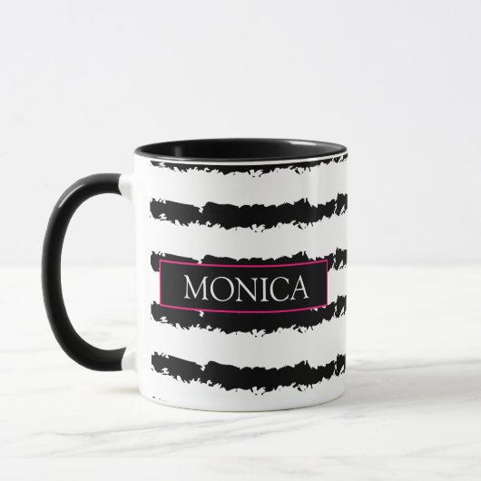Mug Cactus rose Monogramme rayé (Gauche)