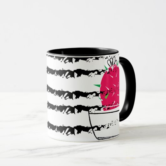 Mug Cactus rose Monogramme rayé (Devant droit)